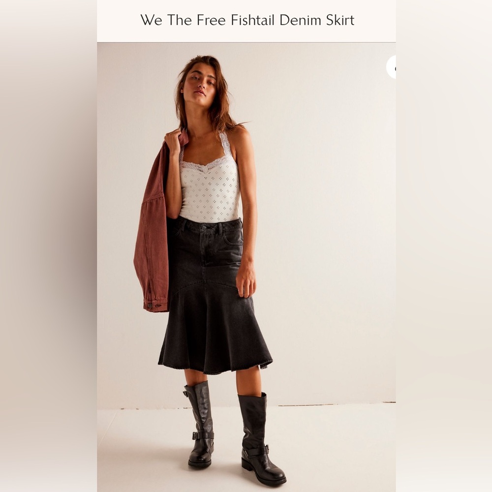 NWOT Dead Stock We The Free Black Fishtail Denim Skirt